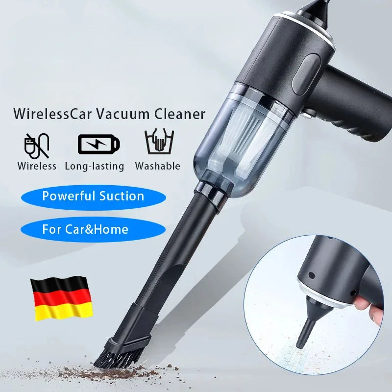 9000Pa Wireless Portable Car Vacuum Cleaner with USB Charging, 1200mAh Mini Wet and Dry Cleaning Appliance for Household Use
